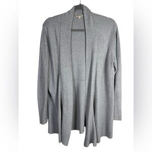 Eileen Fisher Gray Organic Cotton Open Front Cardigan Sweater Size Large